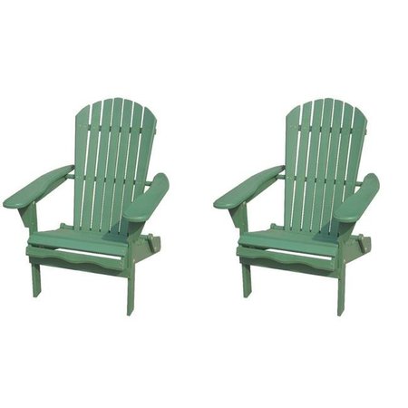 W UNLIMITED W Unlimited SW1912GSSET2 Oceanic Folding Adirondack Chair Sea; Green - Set of 2 SW1912GSSET2